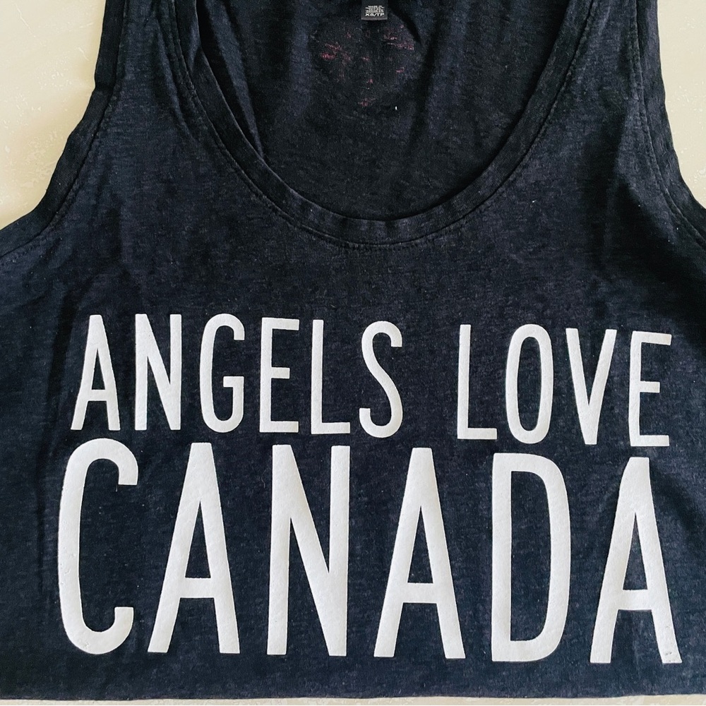 VS Victoria’s Secret Black Graphic Sleeveless Relaxed Fit Tee Tank Top XS/S